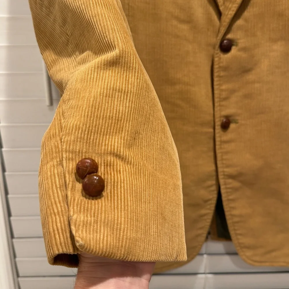 Vintage JOS A BANK Tan Corduroy Blazer‎ Sport Coat Mens Two Button Estimated 48R